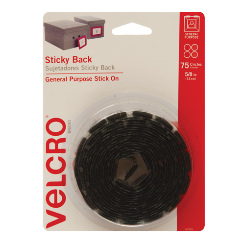 Fastener Coins, Hook & Loop, 5/8" Dia., Adhesive, Black Pronet Distribution