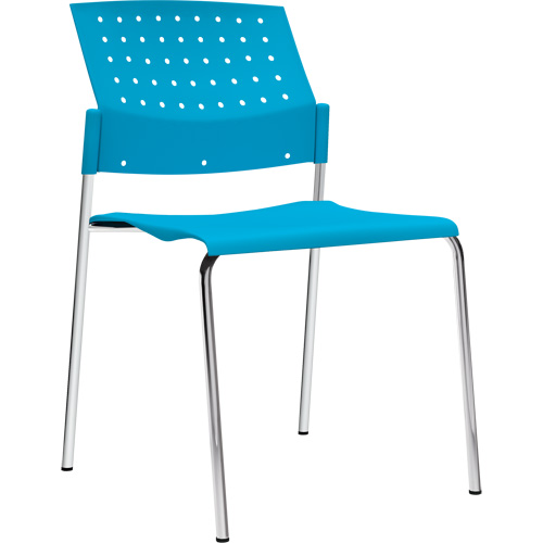 Chaises sans accoudoirs empilables, Plastique, Hauteur 33", Capacit&eacute; 300 lb, Bleu Pronet Distribution