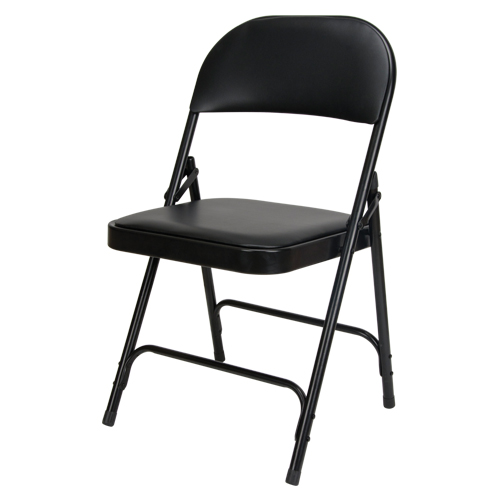 Chaise pliante rembourr&eacute;e en vinyle, Acier, Noir, Capacit&eacute; 300 lb Pronet Distribution