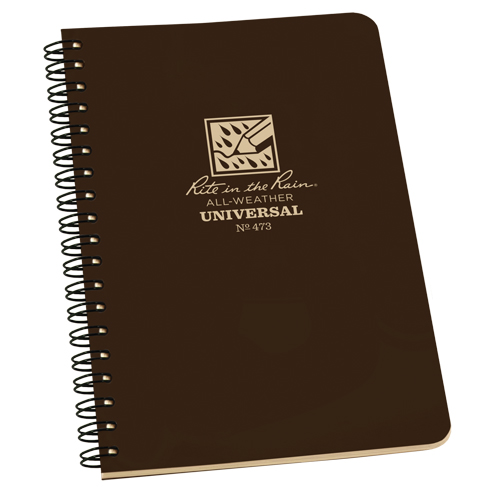 Carnet de notes de poche &agrave; spirale lat&eacute;rale, Couverture souple, Brun, 64 Pages, 4-5/8" , 7"  Pronet Distribution