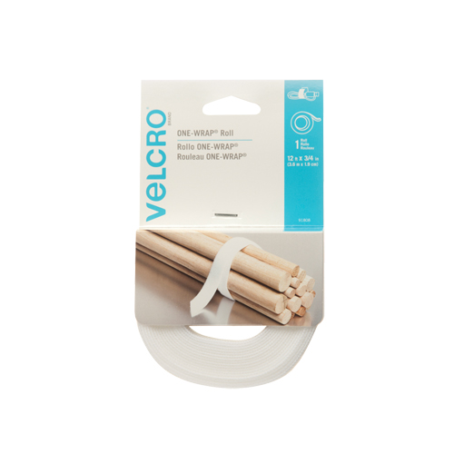 Ruban d'attaches One-Wrap, Boucle et crochet, 12' x 3/4", Auto-aggripant, Blanc Pronet Distribution
