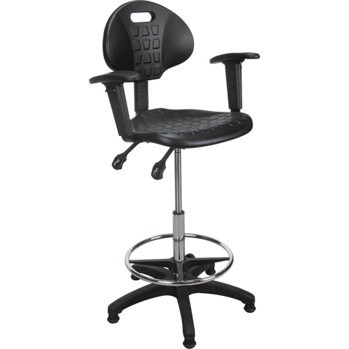 Tabouret ergonomique robuste avec accoudoirs r&eacute;glables, Stationnaire, Ajustable Hauteur, Capacit&eacute; 250 lb Pronet Distribution