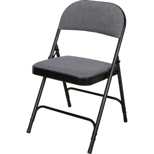 Chaise pliante de luxe en tissu rembourr&eacute;e, Acier, Gris, Capacit&eacute; 300 lb Pronet Distribution
