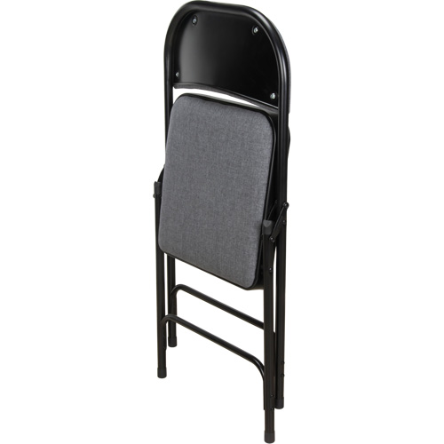 Chaise pliante de luxe en tissu rembourr&eacute;e, Acier, Gris, Capacit&eacute; 300 lb Pronet Distribution