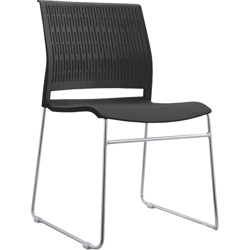 Stacking Chairs, Polypropylene, 32-3/8" High, 250 lbs. Capacity, Black Pronet Distribution