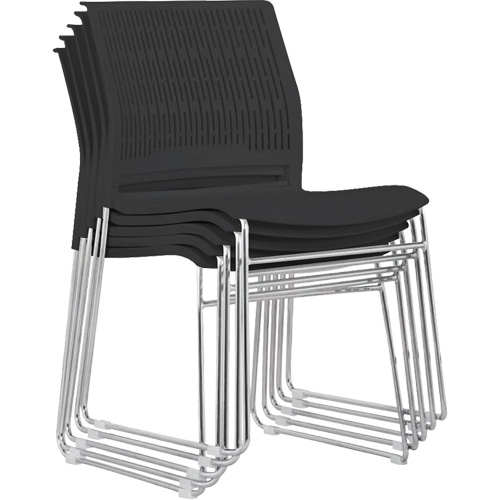 Stacking Chairs, Polypropylene, 32-3/8" High, 250 lbs. Capacity, Black Pronet Distribution