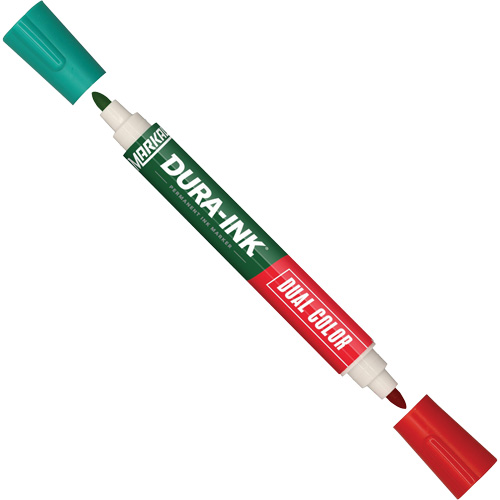 Marqueur &agrave; encre permanente et double couleur Markal Dura-Ink, Vert/Rouge, Pointe Ronde Pronet Distribution