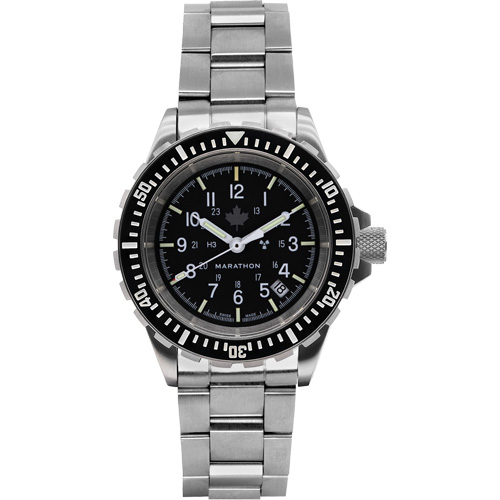 Grande montre automatique de plong&eacute;e avec feuille d'&eacute;rable gris et bracelet en acier inoxydable, Num&eacute;rique, &agrave; piles, 41 mm, Argent Pronet Distribution