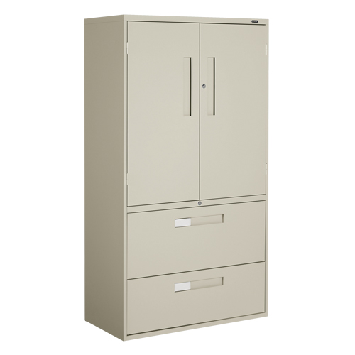 Multi-Stor Cabinet, Steel, 3 Shelves, 65-1/4" H x 36" W x 18" D, Beige Pronet Distribution