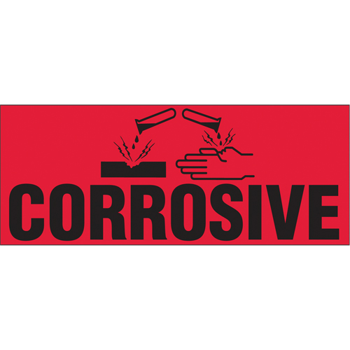 &eacute;tiquettes pour traitement sp&eacute;cial Corrosive, 5" lo x 2" la, Noir/rouge Pronet Distribution