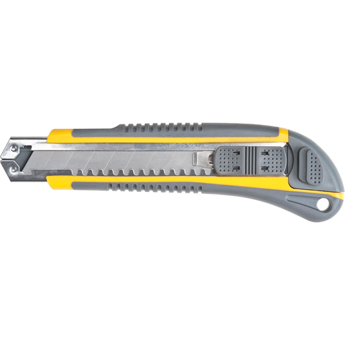 Couteau ATK100, 18 mm, Acier au carbone, Prise en Caoutchouc Pronet Distribution