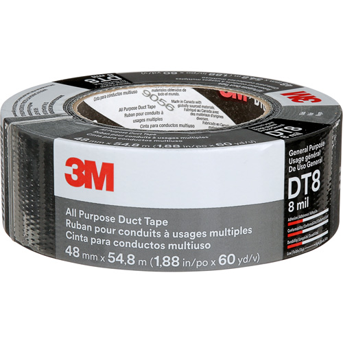 Ruban adh&eacute;sif tout usage DT8, 8 mils, Noir, 48 mm (2") x 55 m (180') Pronet Distribution