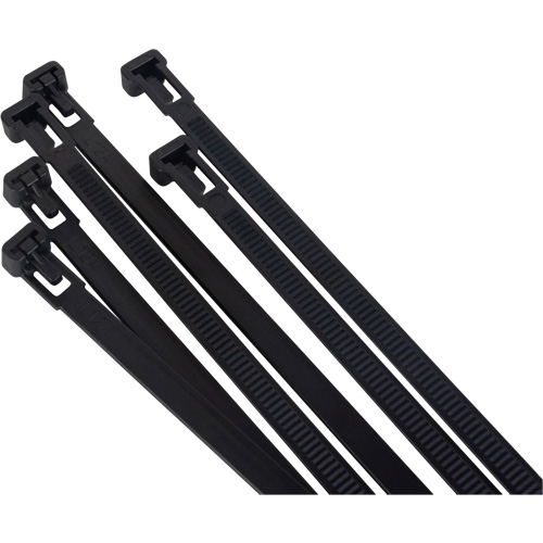 Re-Usable Cable Tie, 8" Long, 50 lbs. Tensile Strength, Black Pronet Distribution