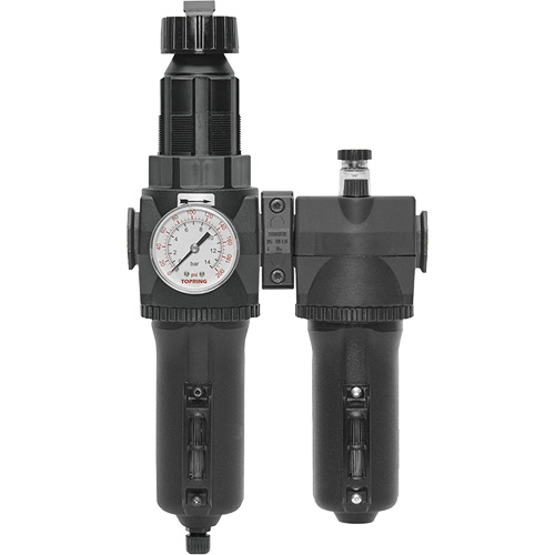 Filtre + r&eacute;gulateur + lubrificateur &agrave; drain manuel avec bol en m&eacute;tal et manom&egrave;tre Modulair 400, 1/2" NPT Pronet Distribution