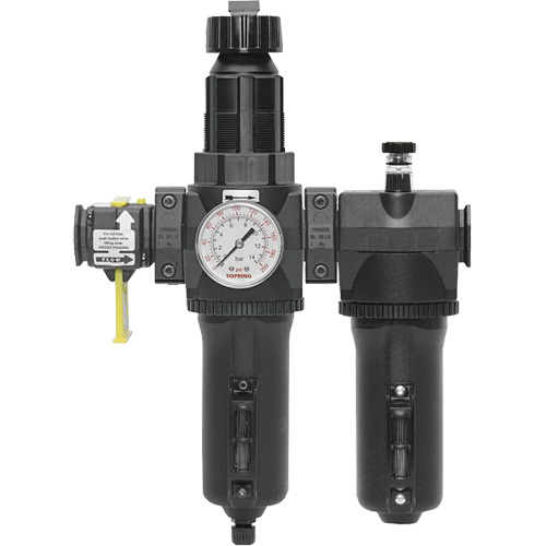 Filtre + r&eacute;gulateur + lubrificateur &agrave; drain manuel avec bol standard et manom&egrave;tre Modulair 400, 3/4" NPT Pronet Distribution