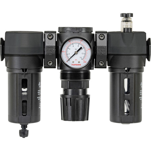 Filtre, d&eacute;tendeur & lubrificateur Modulair 200 avec drain manuel & bol standard, 3/8" NPTF Pronet Distribution