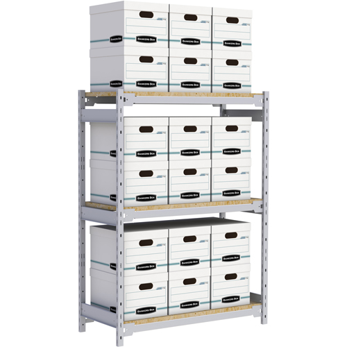 Wide Span Record Storage Shelving, Steel, 3 Shelves, 42" W x 18" D x 60" H Pronet Distribution