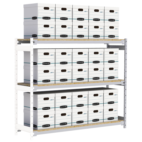 Wide Span Record Storage Shelving, Steel, 3 Shelves, 72" W x 18" D x 60" H, Add-On Kit Pronet Distribution