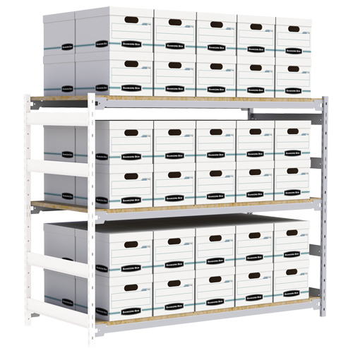 Wide Span Record Storage Shelving, Steel, 3 Shelves, 72" W x 32" D x 60" H, Add-On Kit Pronet Distribution