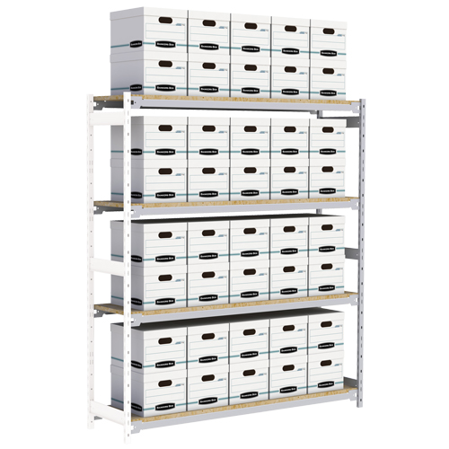 Wide Span Record Storage Shelving, Steel, 4 Shelves, 72" W x 18" D x 84" H, Add-On Kit Pronet Distribution