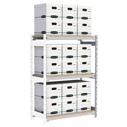 Wide Span Record Storage Shelving, Steel, 3 Shelves, 42" W x 18" D x 60" H, Add-On Kit Pronet Distribution