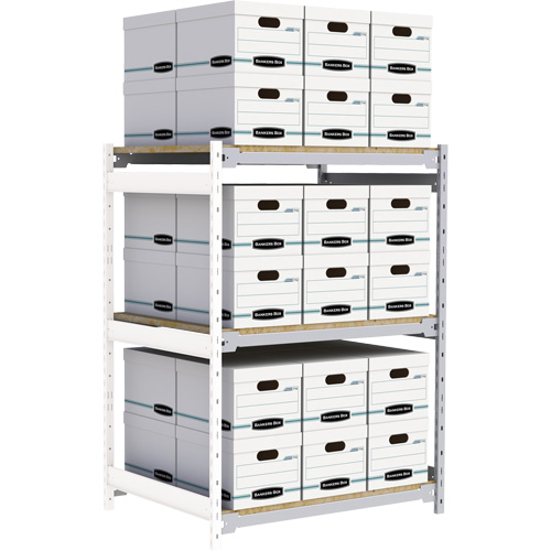 Wide Span Record Storage Shelving, Steel, 3 Shelves, 42" W x 32" D x 60" H, Add-On Kit Pronet Distribution