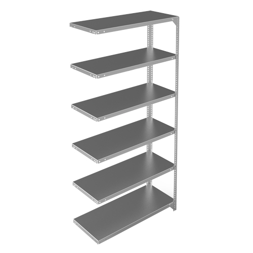 Shelving Unit, Galvanized Steel, Slotted Angle, 400 lbs. Capacity, 36" W x 72" H x 15" D Pronet Distribution