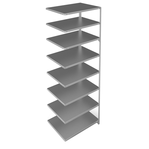 Shelving Unit, Galvanized Steel, Slotted Angle, Add-On, 36" W x 96" H x 24" D Pronet Distribution