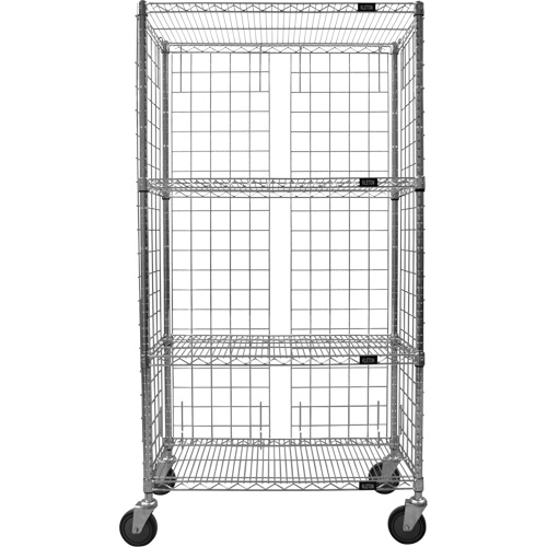 Enclosed Wire Shelf Cart, Chrome Plated, 36" x 69" x 18", 800 lbs. Capacity Pronet Distribution