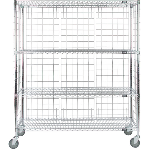 Chariot ferm&eacute; en treillis m&eacute;tallique, Chrom&eacute;, 60" x 69" x 24", Capacit&eacute; 800 lb Pronet Distribution