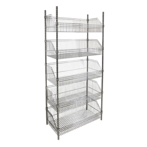 &eacute;tag&egrave;re &agrave; paniers-tablettes en treillis m&eacute;tallique, Tiers 5, 36" la x 74" h x 18" p Pronet Distribution