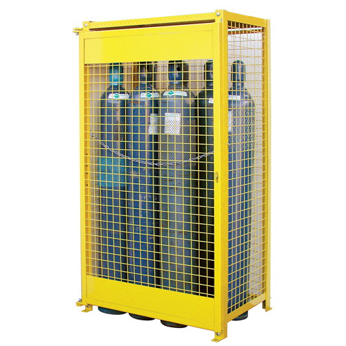 Gas Cylinder Cabinets, 10 Cylinder Capacity, 44" W x 30" D x 74" H, Yellow Pronet Distribution