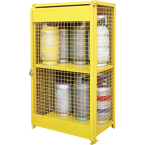 Gas Cylinder Cabinets, 12 Cylinder Capacity, 44" W x 30" D x 74" H, Yellow Pronet Distribution