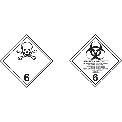 TDG Shipping Labels, Class 6.1, Toxic Substances, Vinyl Pronet Distribution
