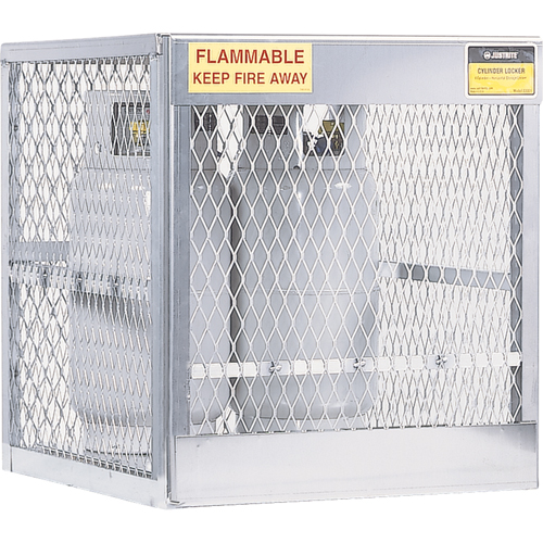 Aluminum LPG Cylinder Locker Storage, 4 Cylinder Capacity, 30" W x 32" D x 33-1/2" H, Silver Pronet Distribution