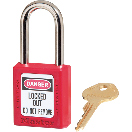 Cadenas de s&eacute;curit&eacute; Zenex 410, Rouge, Cl&eacute;s diff&eacute;rentes, Thermoplastique, Largeur de 1-1/2" Pronet Distribution