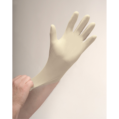 Gants d'examen de premi&egrave;re qualit&eacute; pour peau sensible, T-Grand, Latex, 4 mils, Sans poudre, Naturel Pronet Distribution
