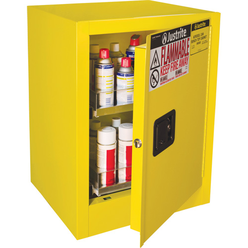 Sure-Grip&reg; EX Benchtop Flammable Safety Cabinet, 24 gal., 1 Door, 21" W x 27" H x 18" D Pronet Distribution