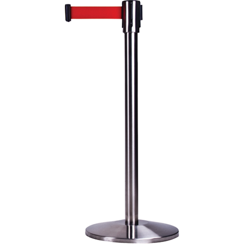 Barri&egrave;res sur pieds pour le contr&ocirc;le des foules, Acier, 35" h, Ruban Rouge, Longueur du ruban 7' Pronet Distribution