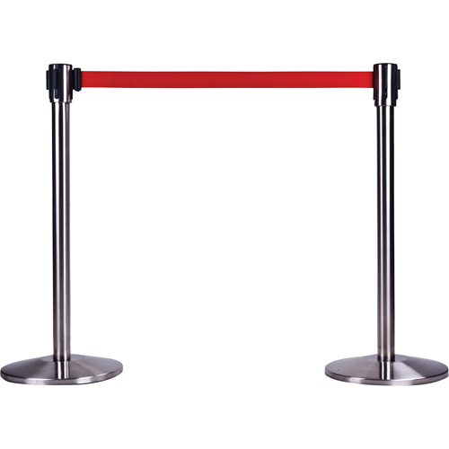 Poteau r&eacute;cepteur pour barri&egrave;res sur pieds pour le contr&ocirc;le des foules, Hauteur de 35", Acier inoxydable Pronet Distribution