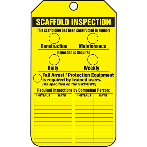 &eacute;tiquettes de s&eacute;curit&eacute; d'inspection et de contr&ocirc;le de l'&eacute;tat de l'&eacute;quipement, Papier cartonn&eacute;, 3-1/8" la x 5-7/8" h, Anglais Pronet Distribution