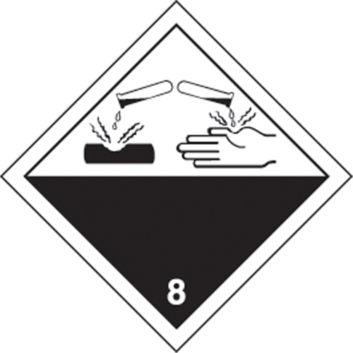 TDG Shipping Labels, Class 8, Corrosives, Paper Pronet Distribution