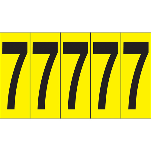 Rep&egrave;res adh&eacute;sifs &agrave; chiffres individuels, 7, 3-7/8" h, Noir sur jaune Pronet Distribution