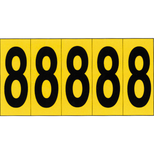 Individual Adhesive Number Markers, 8, 3-7/8" H, Black on Yellow Pronet Distribution