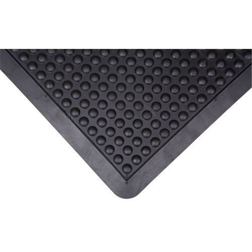 Tapis antifatigue en d&ocirc;me, &agrave; bulles, 2' x 3' x 1/2", Noir, Caoutchouc Pronet Distribution