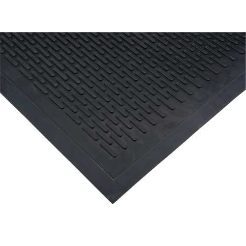 Low-Profile Matting, Rubber, Scraper Type, Solid Pattern, 3' x 5', Black Pronet Distribution