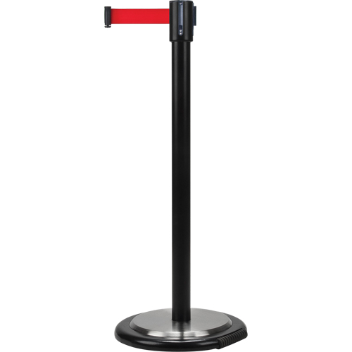 Free-Standing Crowd Control Barrier, Steel, 35" H, Red Tape, 12' Tape Length Pronet Distribution