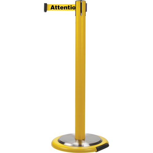 Free-Standing Crowd Control Barrier, Steel, 35" H, Yellow Tape, 7' Tape Length Pronet Distribution