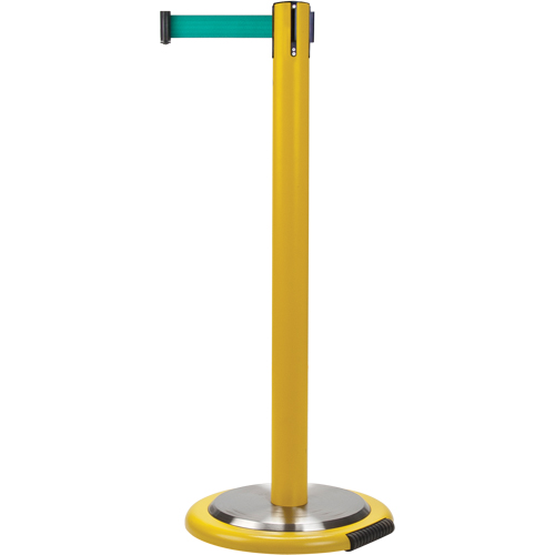 Barri&egrave;res sur pieds pour le contr&ocirc;le des foules, Acier, 35" h, Ruban Vert, Longueur du ruban 7' Pronet Distribution
