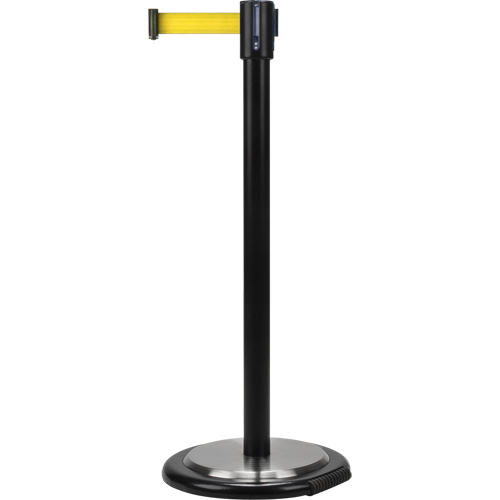Free-Standing Crowd Control Barrier, Steel, 35" H, Yellow Tape, 7' Tape Length Pronet Distribution